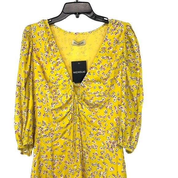 NWT NICHOLAS | Danni Hastings Floral Tie Mini Dress 6 - Picture 5 of 11